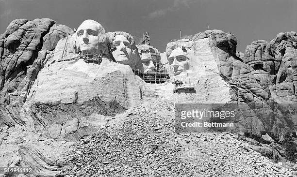 View of Sculptured Faces of Former Presidents at Mount Rushmore
