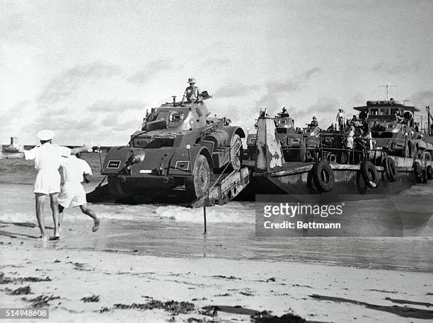 Italian Armor Lands at Mogadishu 1950