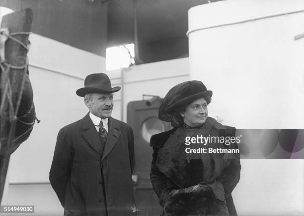 McClure, publisher of McClure's magazine, arrives in New York from Europe on the SS Augusta Victoria with educator Maria Montessori.