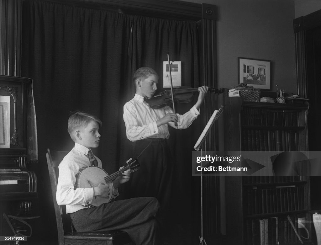 Calvin Coolidge's Sons Playing Music