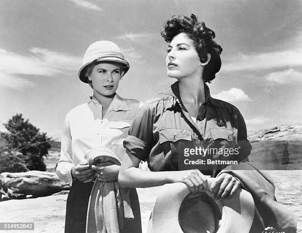 Grace Kelly and Ava Gardner in a scene from the 1953 film, Mogambo. 1954
