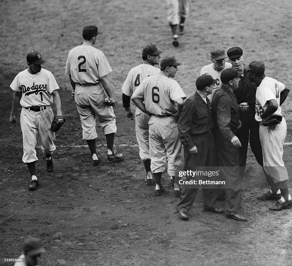 Jackie Robinson Having Disagreement with Phil Cavarretta
