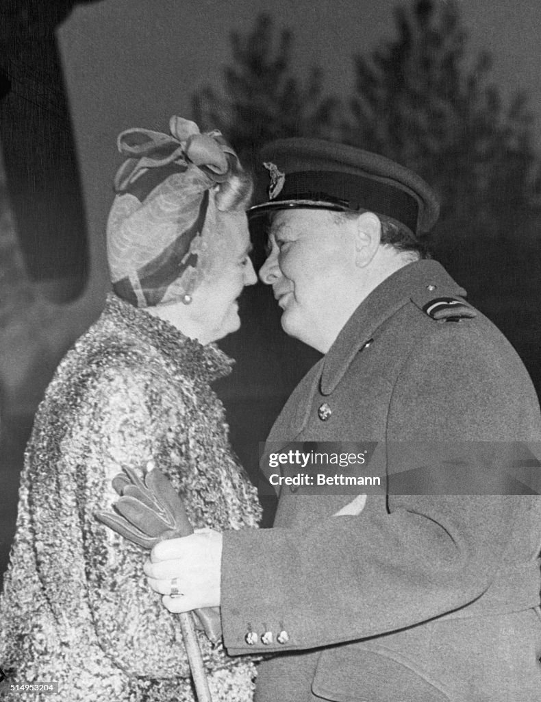 Winston and Clementine Churchill Kissing