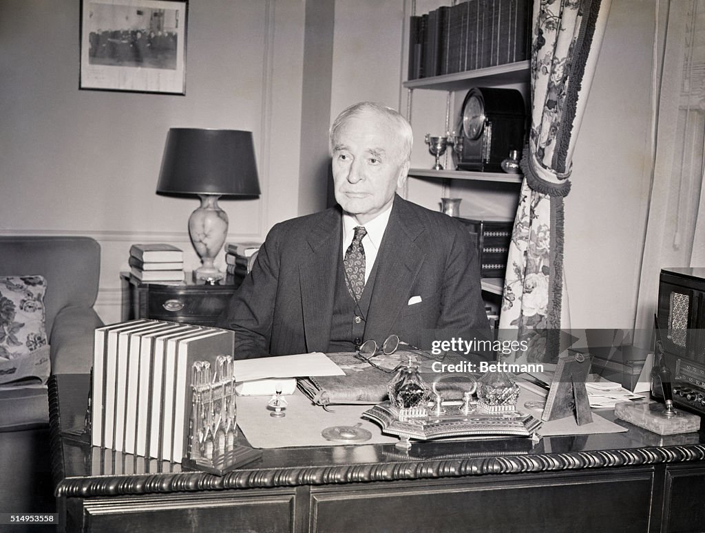 Cordell Hull Seated at His Desk