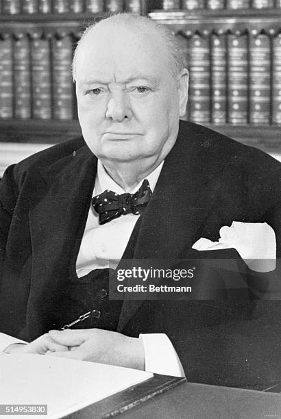 London: Churchill Celebrates 79th Birthday. This new portrait of Sir Winston Churchill seated at his desk in the cabinet room at No. 10 Downing...