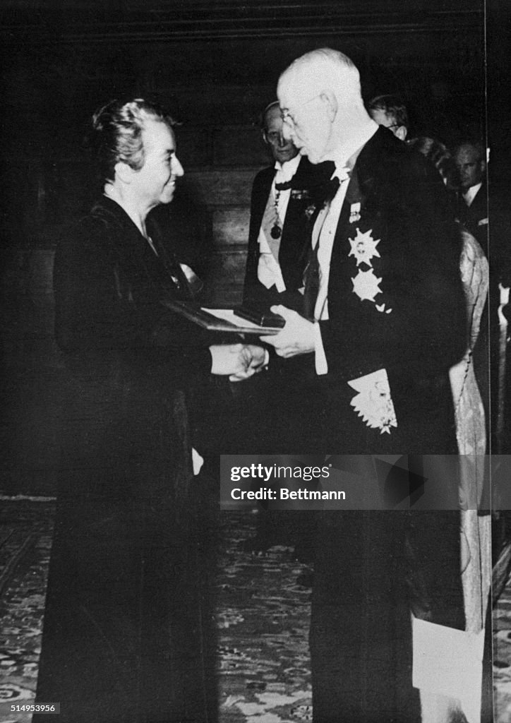 Gabriela Mistral Receiving Nobel Prize