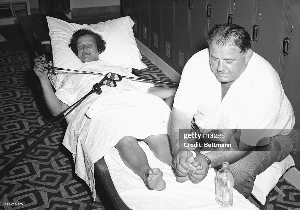 George Zaharias Massaging Babe Didrikson's Feet