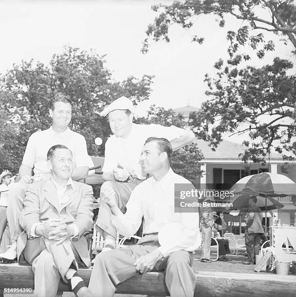 Four of the nation's top golfers, entered in the Masters Tournament currently being played at Augusta, Georgia, discuss the day's results. Left to...