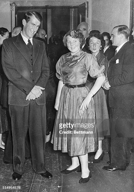 Reception in The Hague honors Sir Edmund Hillary, four months after he was knighted by Queen Elizabeth II for his conquest of Mount Everest.