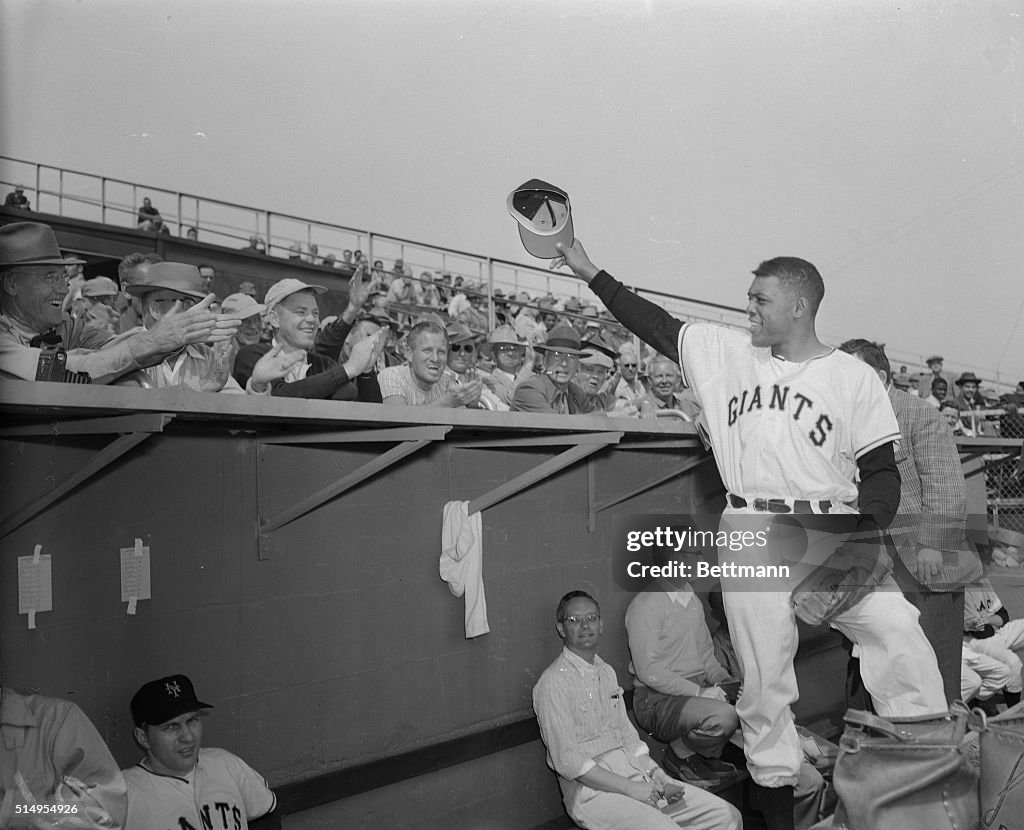 Willie Mays Waving to Fans
