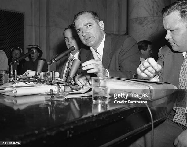 Senator Joseph McCarthy is shown here as he made one of his most impassioned oratorical outbursts at the opening of the May 6th, afternoon session of...