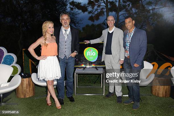 Olympic gold medalist Tara Lipinski, Golf Channel analyst David Feherty, NBC Olympics CMO John Miller and NBC SportsÕ Rob Simmelkjaer attend the...