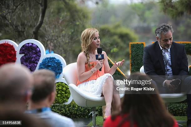 Olympic gold medalist Tara Lipinski speaks at the exclusive Olympic Panel Discussion and Happy Hour at the NBC Sports Lawn at SXSW on March 11, 2016...