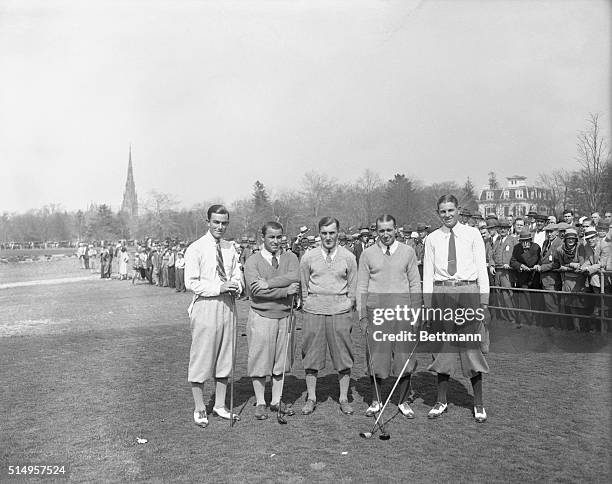 Members of the Ryder Cup team give exhibition match...Members of the Ryder Cup team who represent America in the Ryder Cup tournament to be played in...