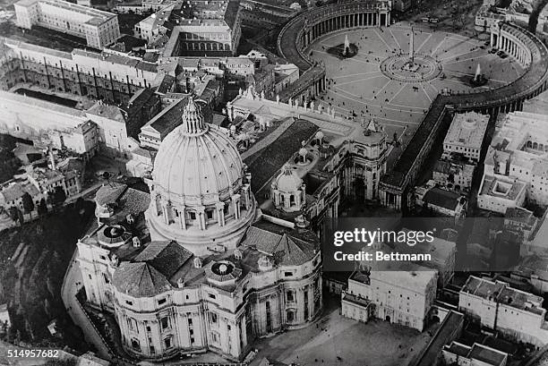 This impressive view of the famed St. Peter's Basilica shows the true proportion between the Basilica and Bernini's Colonnade , which encloses the...