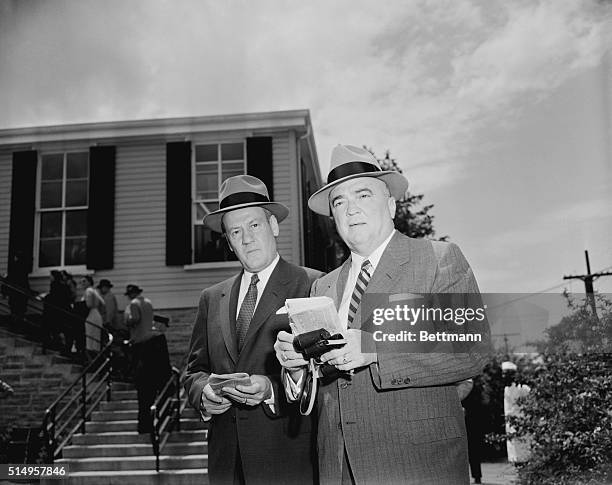 Director J. Edgar Hoover and his assistant Clyde Tolson, at Pilmico Race Track, MD. For running of preakness.