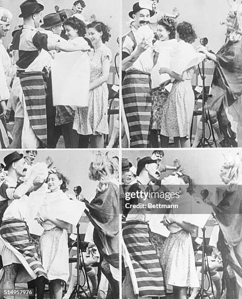 Princesses become "Shellbacks" on crossing the line. HMS Vanguard at sea: In the sailors' traditional ceremony by which folks crossing the equator...