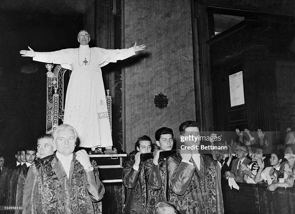 Pope Pius XII Standing Before His Gestatorial Chair