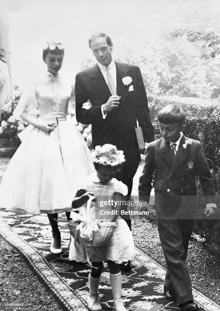 Audrey Hepburn and Mel Ferrer Leaving Chapel