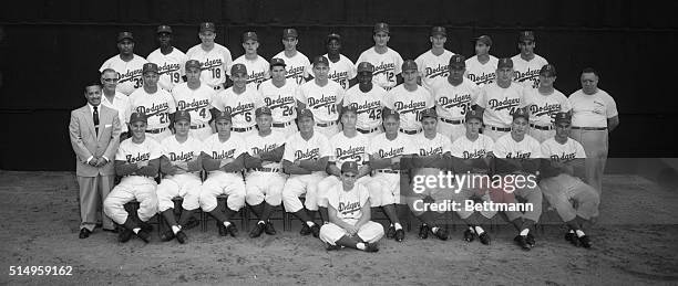 This group photo of Brooklyn's most esteemed set of citizens was taken September 10th at Ebbets Field just before the game with the Milwaukee Braves....