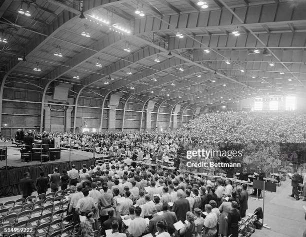 General view of McGraw Hall at Evanston shows the gathering of 1500 delegates from all over the world at the first plenary session of the World...