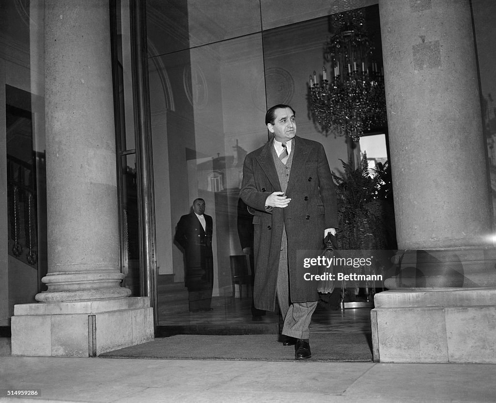 Pierre Mendes-France Leaving Critical Cabinet Meeting