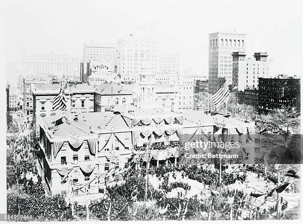 The New York City Hall crowd is shown during ceremony marking the opening of the city's first subway.