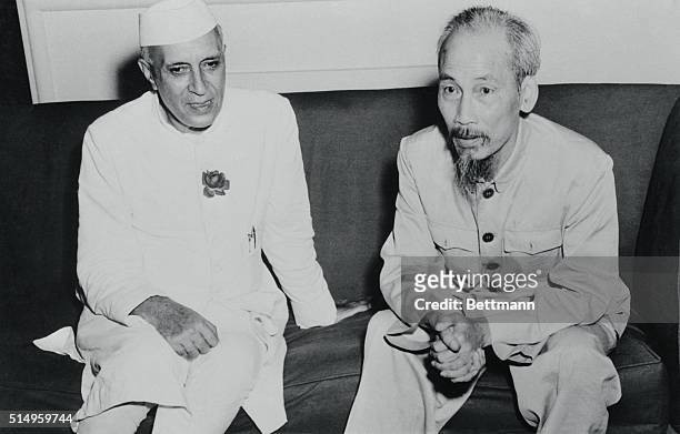 The leader of the Viet Minh Communists, Ho Chi Minh, , now styled the President of the Democratic Republic of Vietnam, is host to India's Prime...