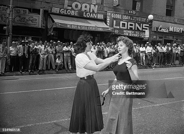 Los Angeles: Glamour In Skid Row. Glamour comes to the pawn shops of Los Angeles' skid row in the person of actress Susan Hayward. Crowds line the...