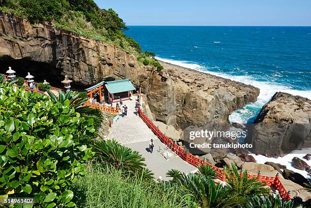 tourists at udo shrine - miyazaki prefecture stock pictures, royalty-free photos & images