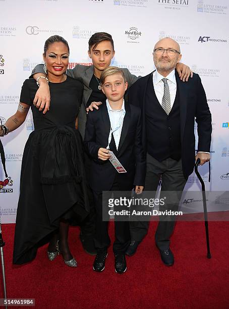 Orianne Cevey, Nic Collins, Matt Collins and Phil Collins attend The Little Dreams Foundation Benefit Gala: Dreaming on the Beach at Fillmore Miami...
