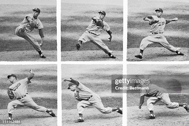 Dodger southpaw, Johnny Podres, is shown on the mound as he shut the door on the Yankees in the 7th and final game of the World Series at Yankee...