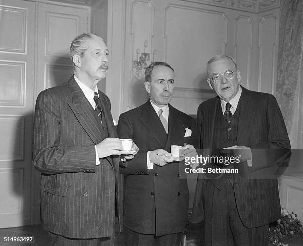West forcing reds to showdown on Germany Geneva. The big three Western Foreign Ministers discuss strategy over a demitasse at the villa of France's...