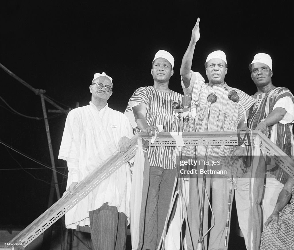 Kwame Nkrumah Waving to Crowd