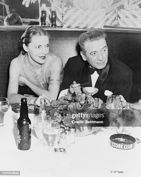 Manhattan Glamour Marriage. New York, NY.: Theatrical producer Leland Hayward and beautiful Nancy Gross Hawks, one of the 10 best dressed women in...