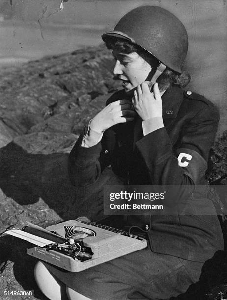 This is Marguerite Higgins while in Germany in 1945.