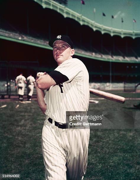 American baseball player Mickey Mantle , of the New York Yankees, at Yankee Stadium, New York, September 1962.