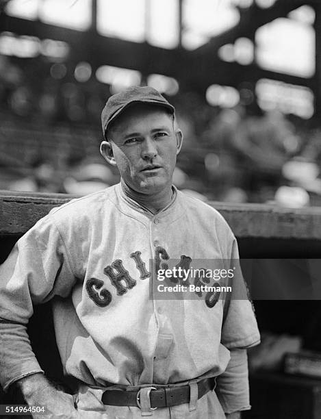 Photo of Rogers Hornsby, the hard-hitting second baseman of the Chicago Cubs, leaders of the National League pennant race.