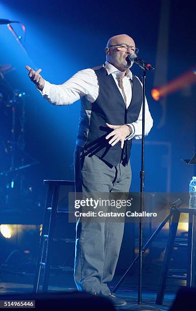 Phil Collins performs at The Little Dreams Foundation Benefit Gala: Dreaming on the Beach at Fillmore Miami Beach on March 11, 2016 in Miami Beach,...