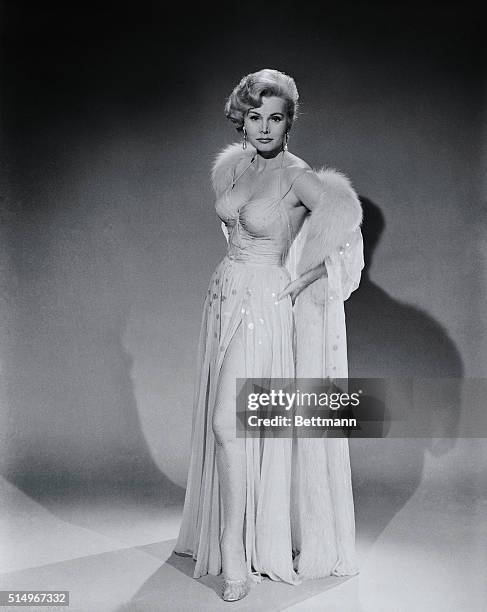 Zsa Zsa Gabor will appear on the George Gobel show wearing this gown, but there is some talk that the censors may pull the switch and the public will...