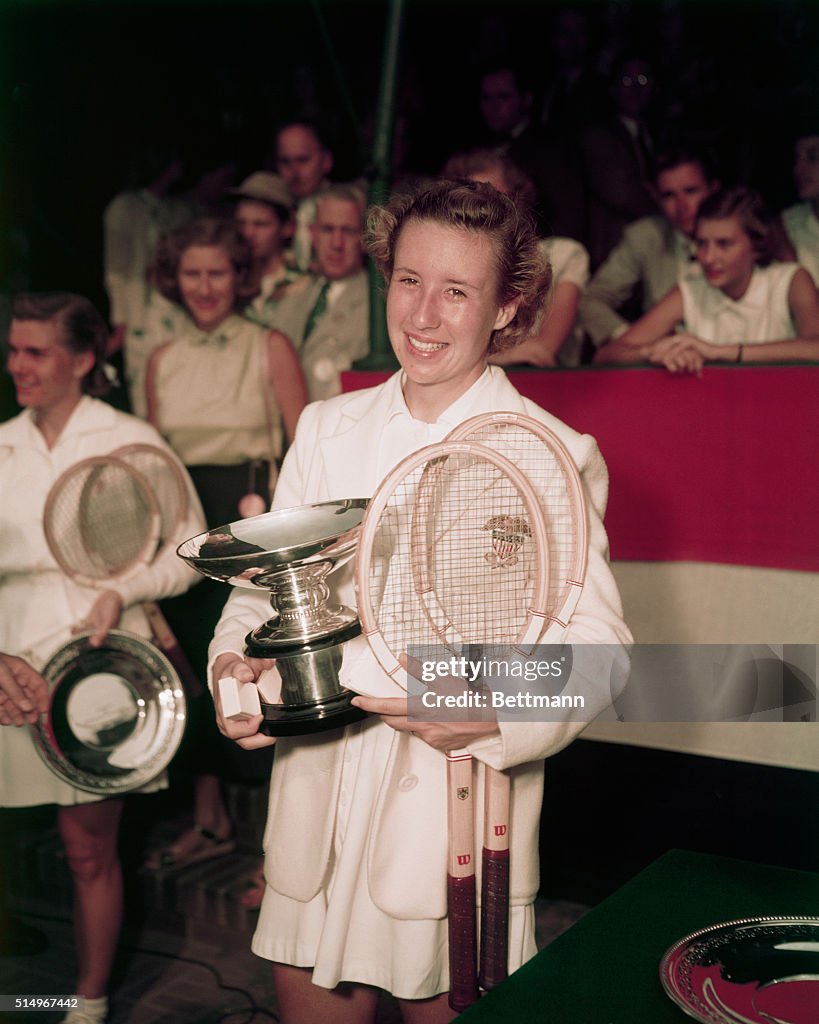 Tennis Player Maureen Connolly Posing After Winning Competition