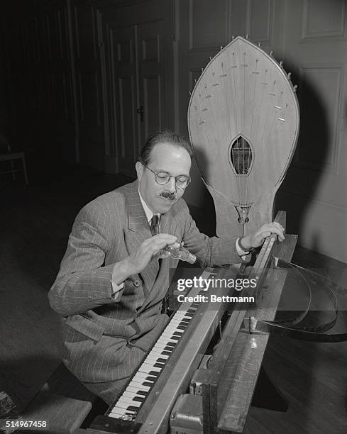 An innovation in musical instruments, the "ondes Martenot" is introduced here by the inventor, Maurice Martenot, of France. Boston's Symphony...