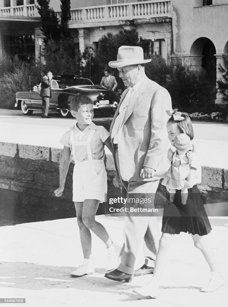 Josip Broz Tito Walking with His Two Grandchildren