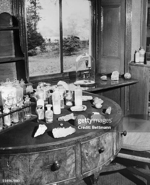 This is the room in Down House in which Darwin conducted much of his scientific research. He would sit on the low rolling chair when he wished to...