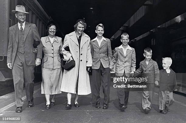 The distinction of being "The Methodist Family of the Year" goes to the Burton family of Tifton, Georgia, shown arriving in Chicago to attend the...