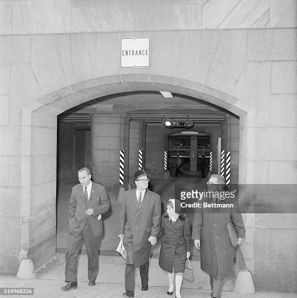 Patty Duke who won $32,000 as a contestant on the The $64,000 Challenge television program, shown with her manager John Ross leaving the house office...