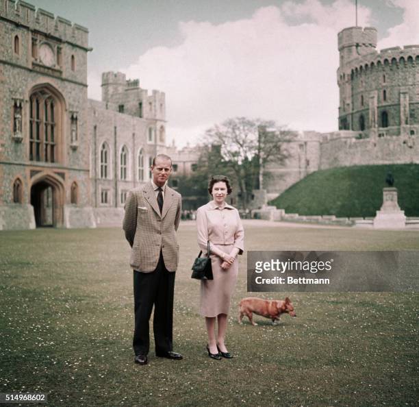 Queen Elizabeth and Prince Philip at Windsor Castle, Berkshire, England, 12th June 1959.