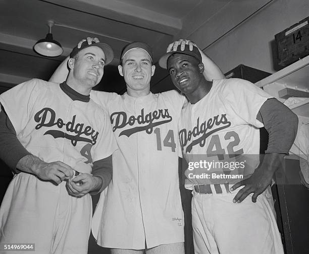 There were five home runs slammed out by these happy Dodgers in the game with Cincinnati at Ebbets Field, where the Brooks ran up an 11-5 victory....