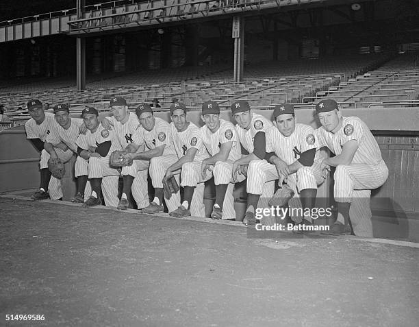 Eight of these Yankees will be in the starting lineup, along with pitcher Allie Reynolds, when the World Series opens in Ebbets Field, Brooklyn,...