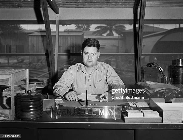 Major General Curtis LeMay in his office in Marianas.